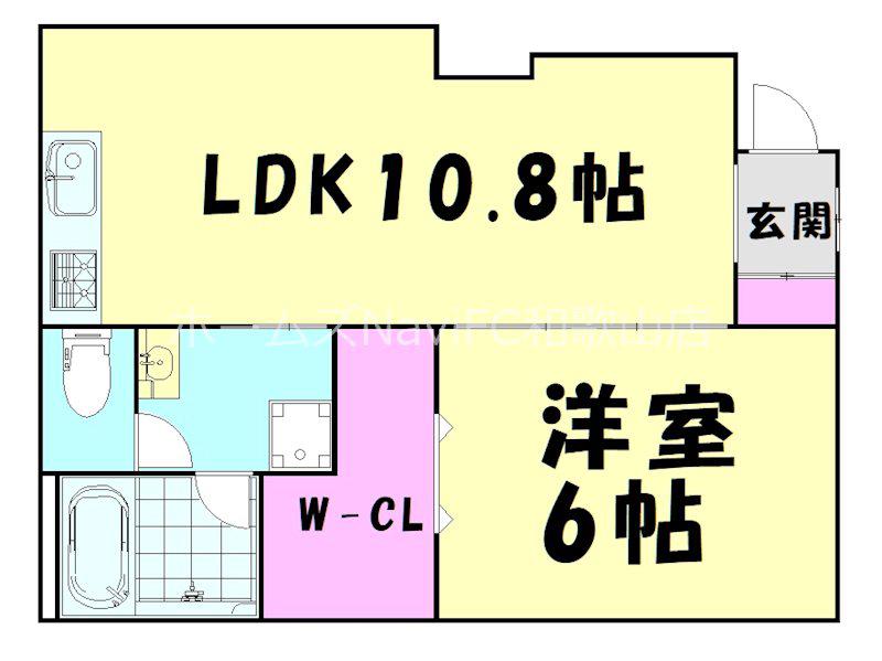 TJ紀三井寺(1LDK/1階)の間取り写真