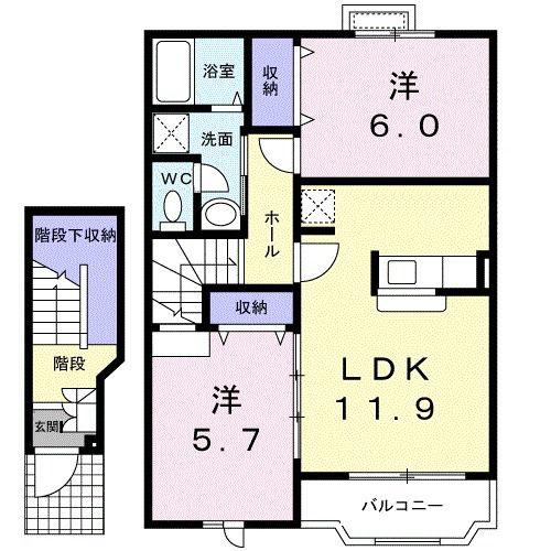 サニ-スクエアA(2LDK/2階)の間取り写真