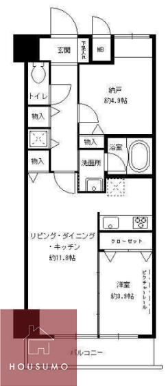 ルーエ江坂(1SLDK/7階)の間取り写真