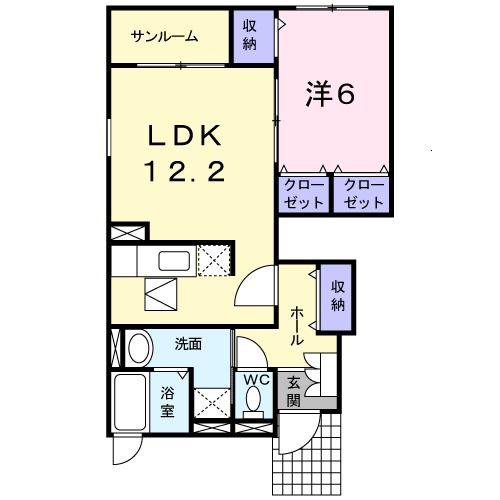 ブルックサイド・T(1LDK/1階)の間取り写真