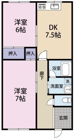 相生グリーンハイツ(2DK/1階)の間取り写真
