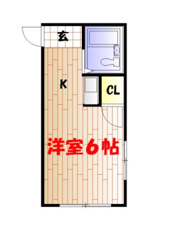 クリスタルビレッジ4(ワンルーム/2階)の間取り写真