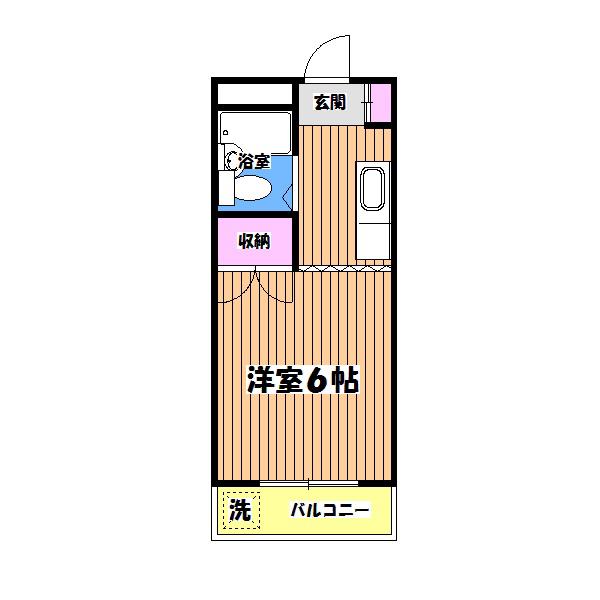 ストークマンション・小磯2(1K/2階)の間取り写真