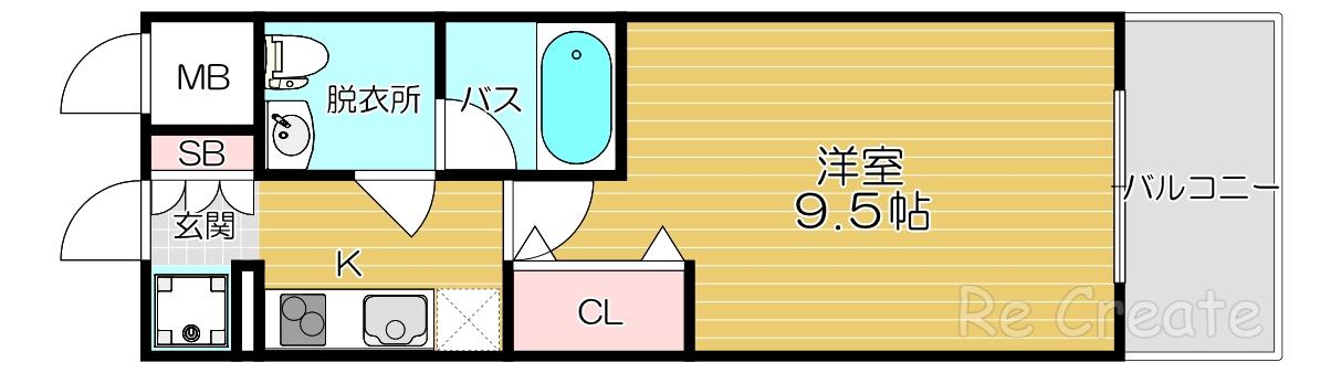 グランド上町(1K/7階)の間取り写真