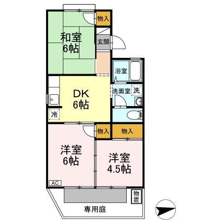 サンシャインK(3DK/1階)の間取り写真