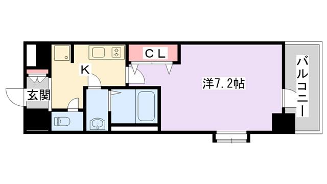 LUXE住道(1K/2階)の間取り写真