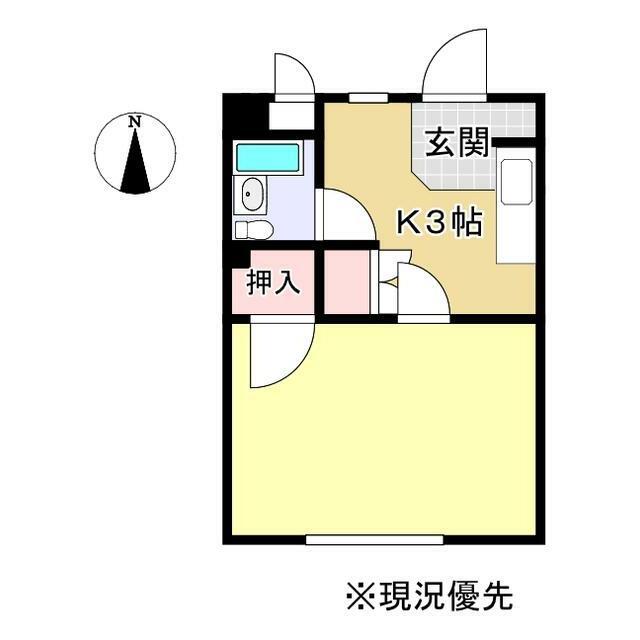 サンハイツ押田(1K/1階)の間取り写真
