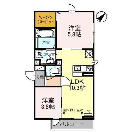EMBELLIR西大宮(2LDK/2階)の間取り写真