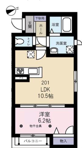 シャーメゾン弥生(1LDK/2階)の間取り写真