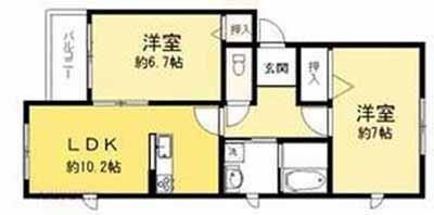 パルク森下(2LDK/2階)の間取り写真