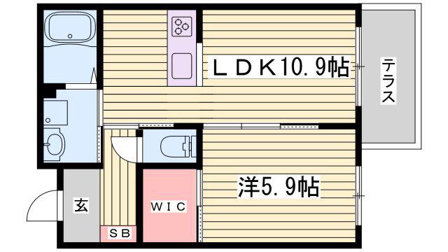 ザフジイガーデンD(1LDK/1階)の間取り写真