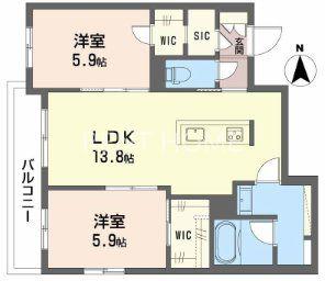 シャーメゾンケーツー(2LDK/2階)の間取り写真