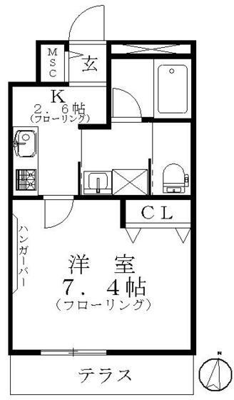 ベルミー和田(1K/1階)の間取り写真