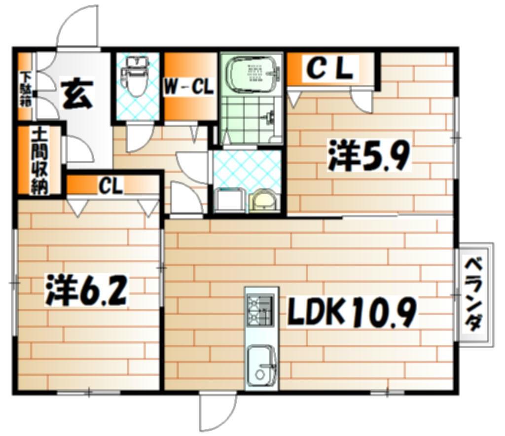 SOLANA(2LDK/1階)の間取り写真