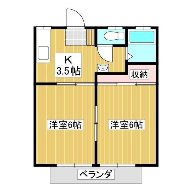 ハイツ石田(2K/2階)の間取り写真