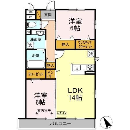エスポワールソレーユ(2LDK/3階)の間取り写真
