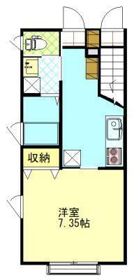 オンフィールド新屋(1K/1階)の間取り写真