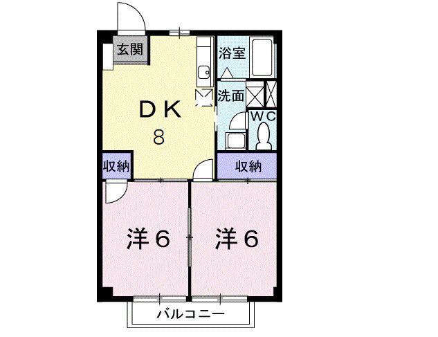 カーム植上II(2DK/1階)の間取り写真