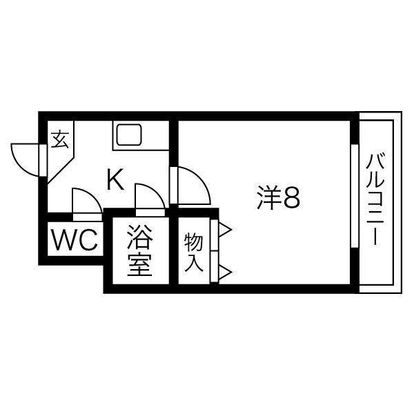 Cフィールド(1K/2階)の間取り写真