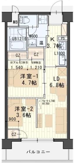 SENDAI忠恕館(2LDK/7階)の間取り写真