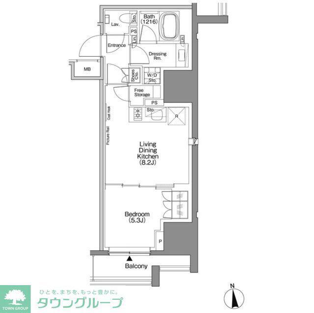 ザ・パークハビオSOHO新宿御苑(1LDK/4階)の間取り写真