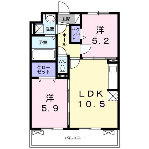 VILALAUGHPLACEI(2LDK/2階)の間取り写真