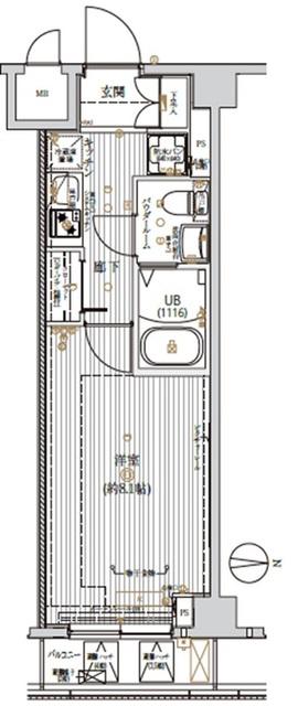 CREST TAPP羽田(1K/4階)の間取り写真
