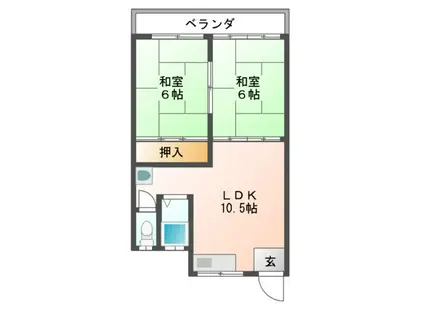 福田コーポ(2LDK/1階)の間取り写真