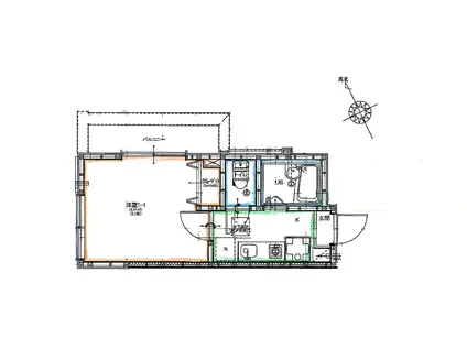 アドバンステージ岡沢(1K/1階)の間取り写真