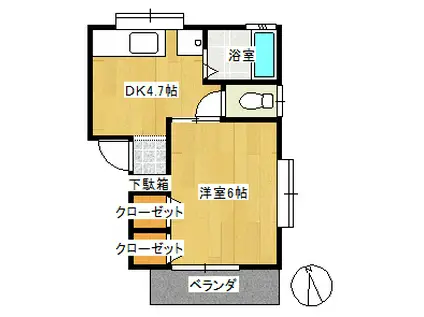 レーベンハウゼ(1DK/2階)の間取り写真