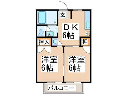 シュテルンハイム(2DK/2階)の間取り写真