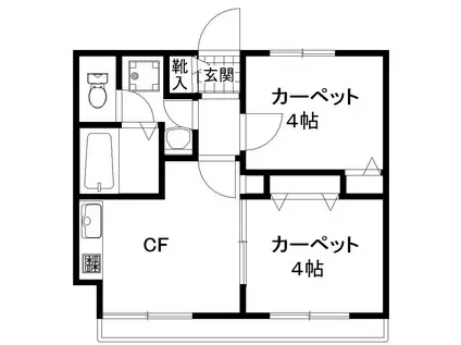 セレーネ田園調布南(2DK/3階)の間取り写真