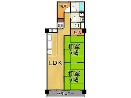 加島第1マンション(2SLDK/2階)の間取り写真