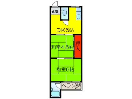 阪神ハイツ(2DK/2階)の間取り写真