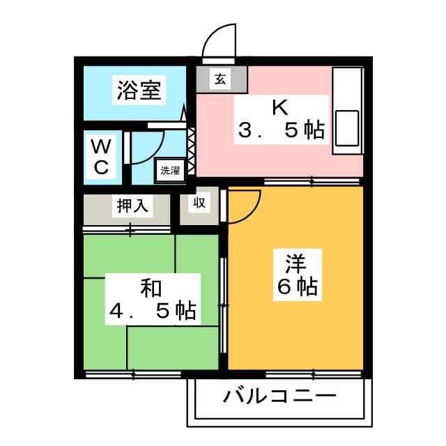 フォーブルわかば(2K/1階)の間取り写真
