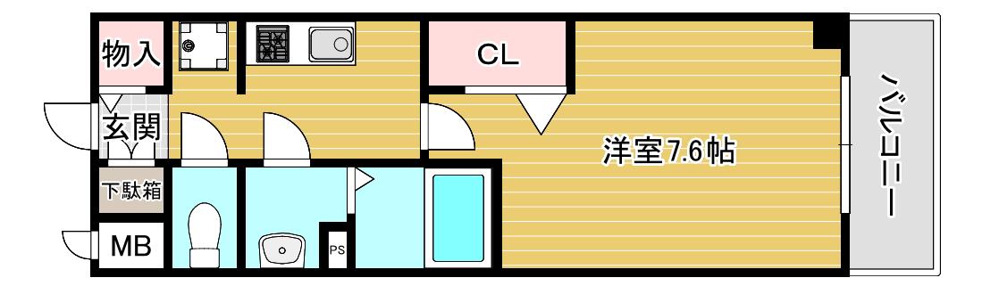 プレサンス難波フィールド(1K/9階)の間取り写真