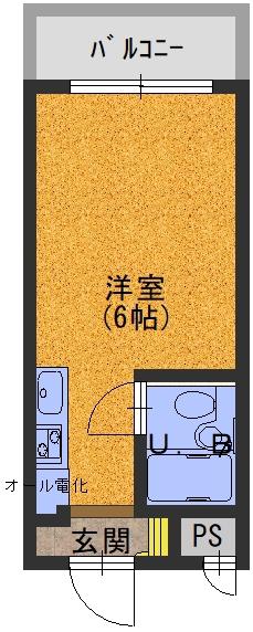 フォルテ春日出(1K/2階)の間取り写真