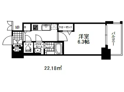 プレサンス神戸グレンツ(1K/2階)の間取り写真