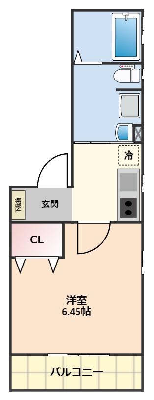 ボナールドリフル(1K/4階)の間取り写真