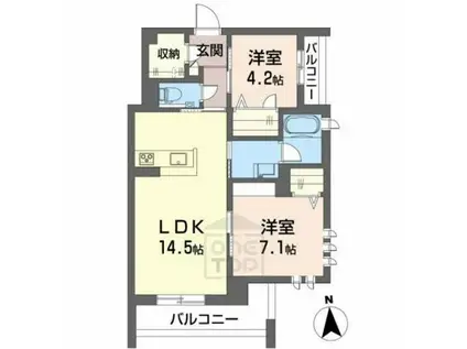 シャーメゾン クレスト(2LDK/2階)の間取り写真