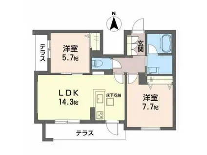 シャーメゾン タニガワ(2LDK/1階)の間取り写真