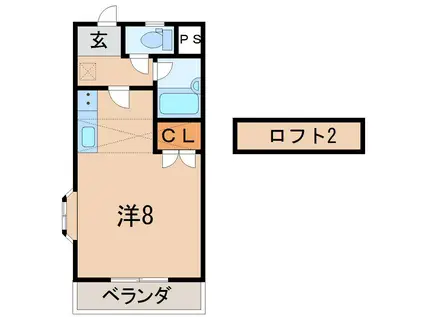 ベルトピア福島6(ワンルーム/2階)の間取り写真