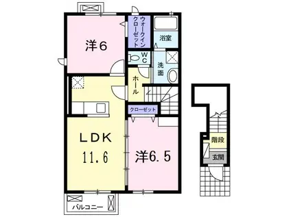 ユニゾンIV(2LDK/2階)の間取り写真