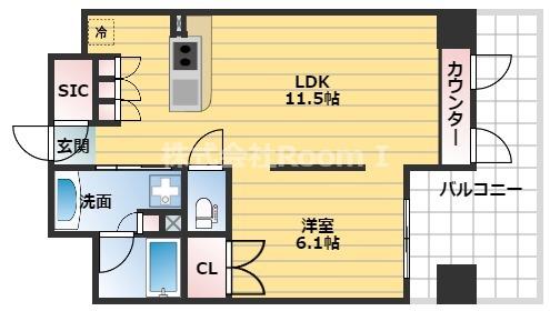 プライムアーバン堺筋本町(1LDK/12階)の間取り写真