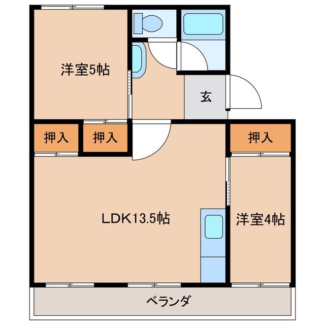 宮本アパート(2LDK/5階)の間取り写真