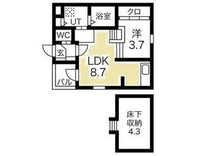 ハーモニーテラス天塚町II(1LDK/1階)の間取り写真
