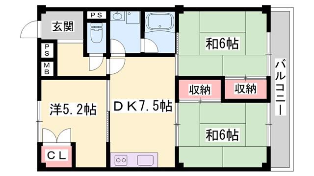 セントラル向陽台(3DK/3階)の間取り写真