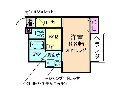 池田住吉ISL RESIDENCE(1K/2階)の間取り写真