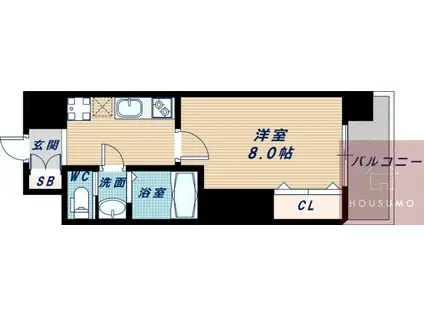 LUXE新大阪イーストII(1K/4階)の間取り写真