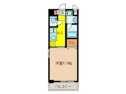 キセラコートWAKO(1K/4階)の間取り写真